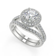 Kathryn Halo French Pave Round Cut Diamond Engagement Ring - Nivetta